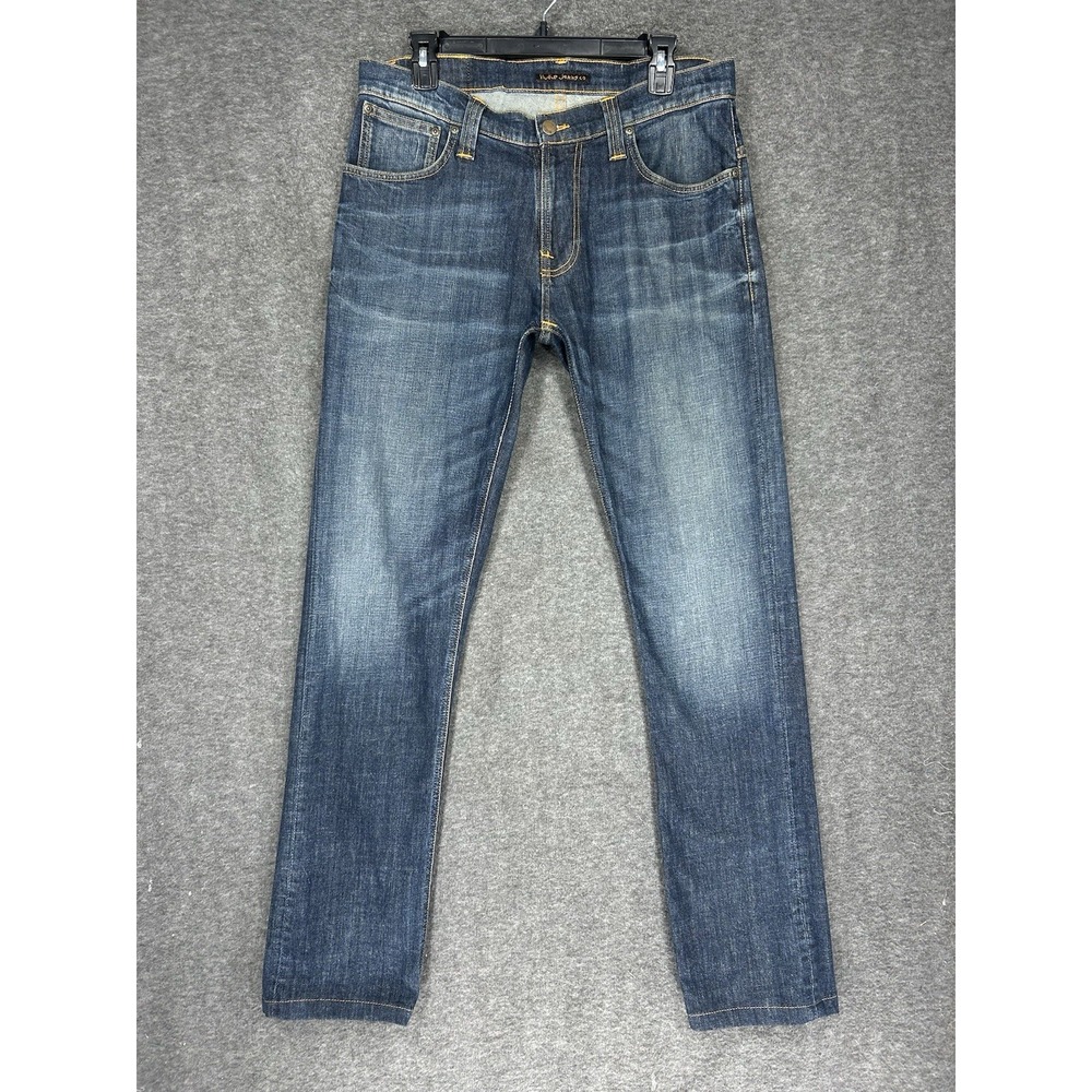 Nudie Jeans Mens 33x33 (tag 33x36) Organic Cotton Denim Straight Leg *hemmed*